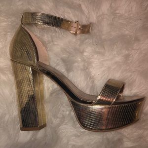 Gold platform heels